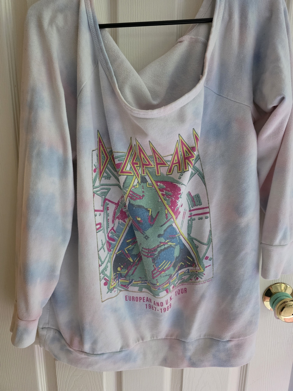 Def Leppard Tie-Dye Graphic Sweatshirt - Pastel Pink & Blue